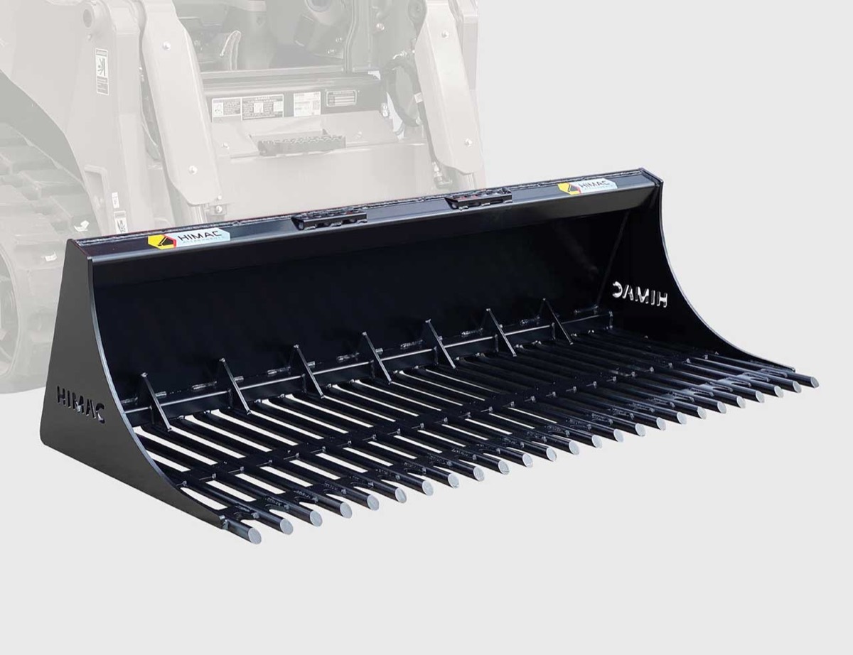 Skidsteer Rake bucket PT30 for hire. PSG Plant Hire, Rockingham WA